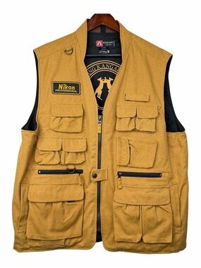 Kakadu Safari Hunting Fishing Travel Utility Vest Brown Tan Nikon Men's 3XL